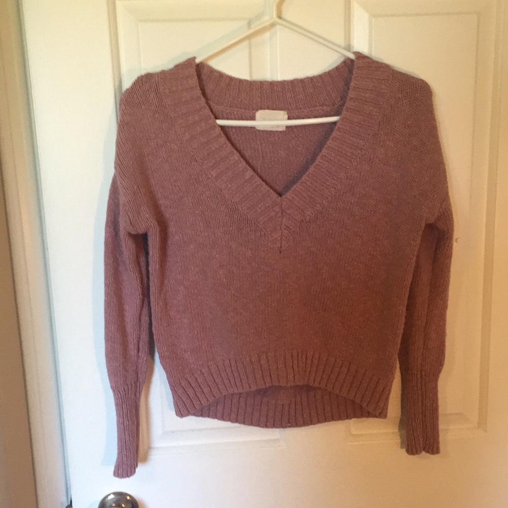 Cropped cotton v-neck sweater